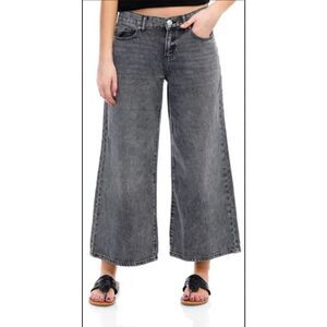 REWASH Junior Denim Cropped Wide Leg Jeans Vintage Black Size 7/28‎